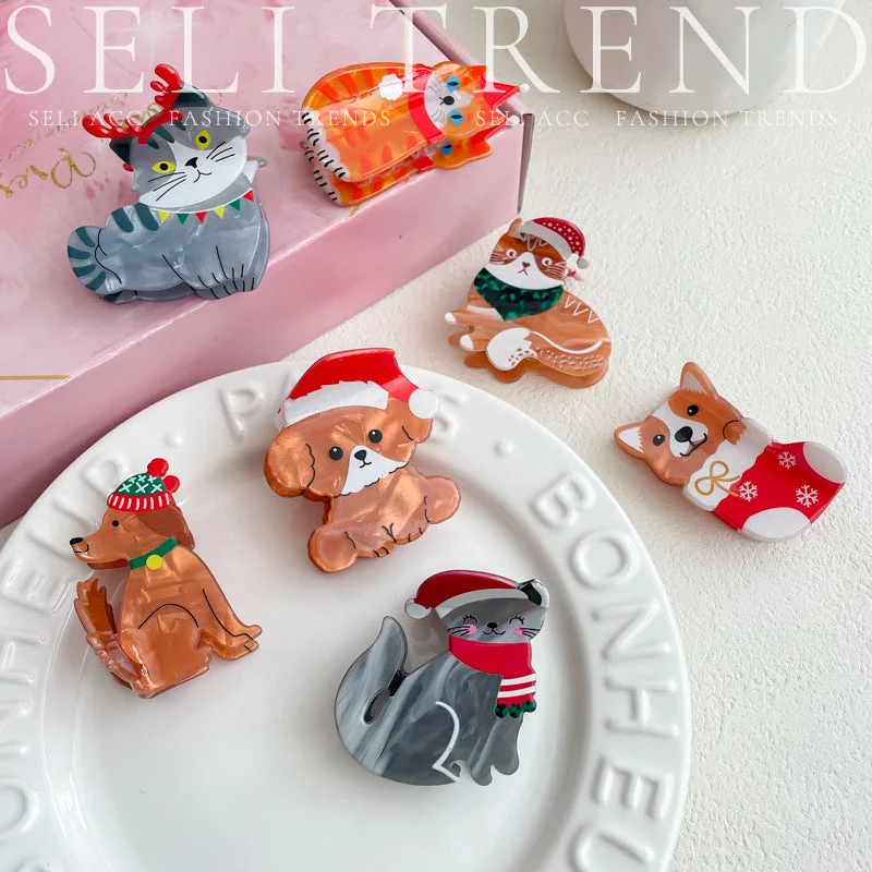 Wholesale Christmas Series Animal Cute Dog Cat Scratching Clip