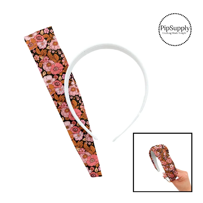 Pink and Orange Autumn Florals DIY Knotted Headband Kit