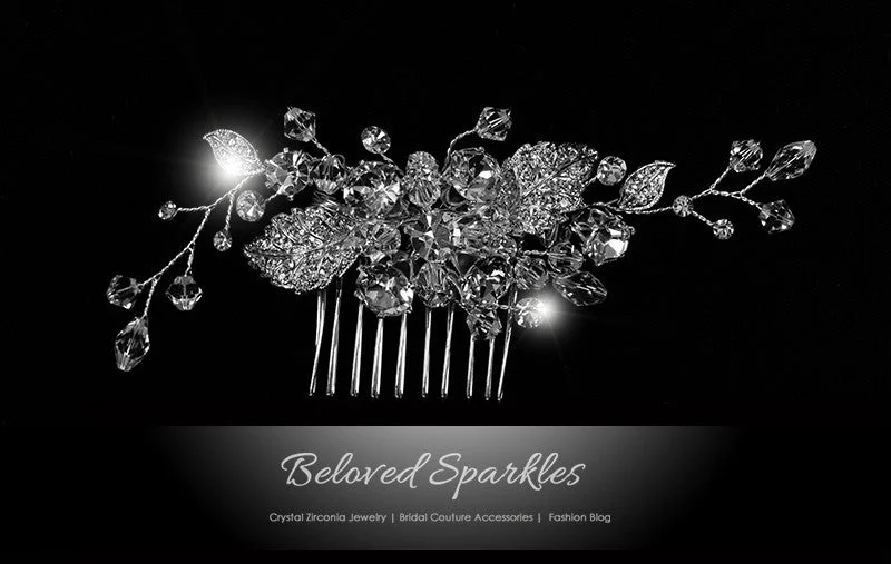 Derica Curved Leaves Hair Comb | Swarovski Crystal