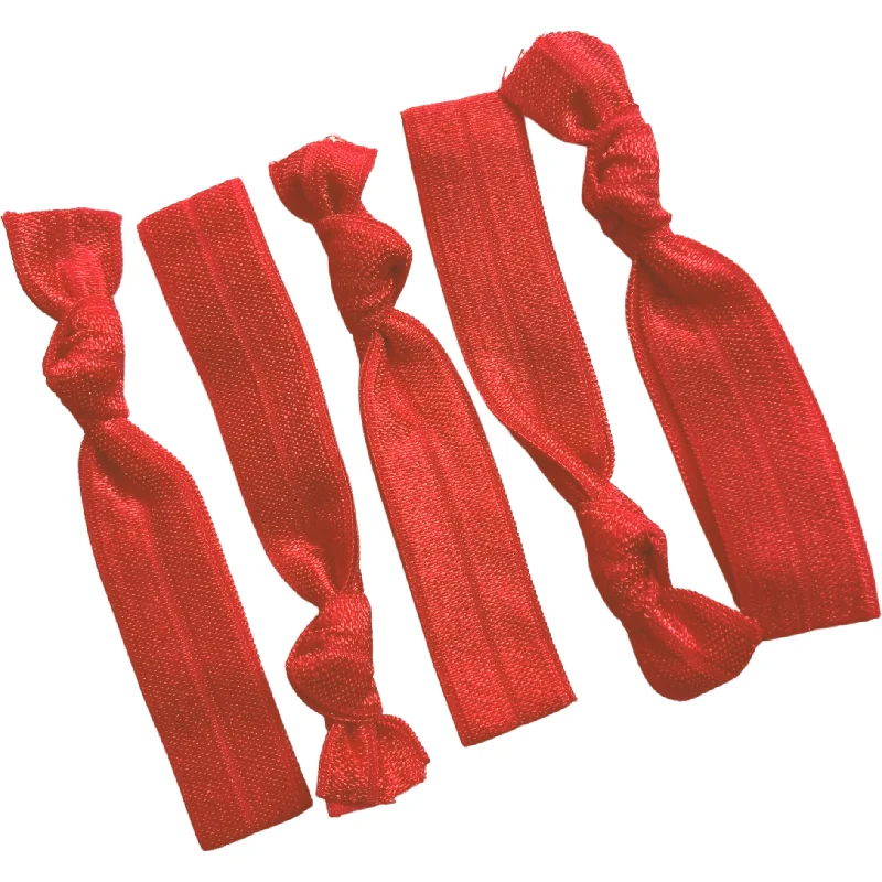 Red Ribbon Hair Ties - 5 Pack