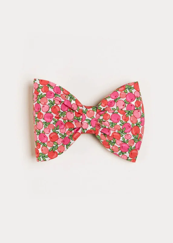 Annie Floral Print Medium Bow Clip in Pink