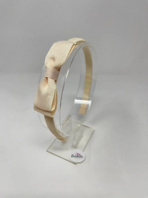 3 Inch Flat Bow Alice Band - Cream